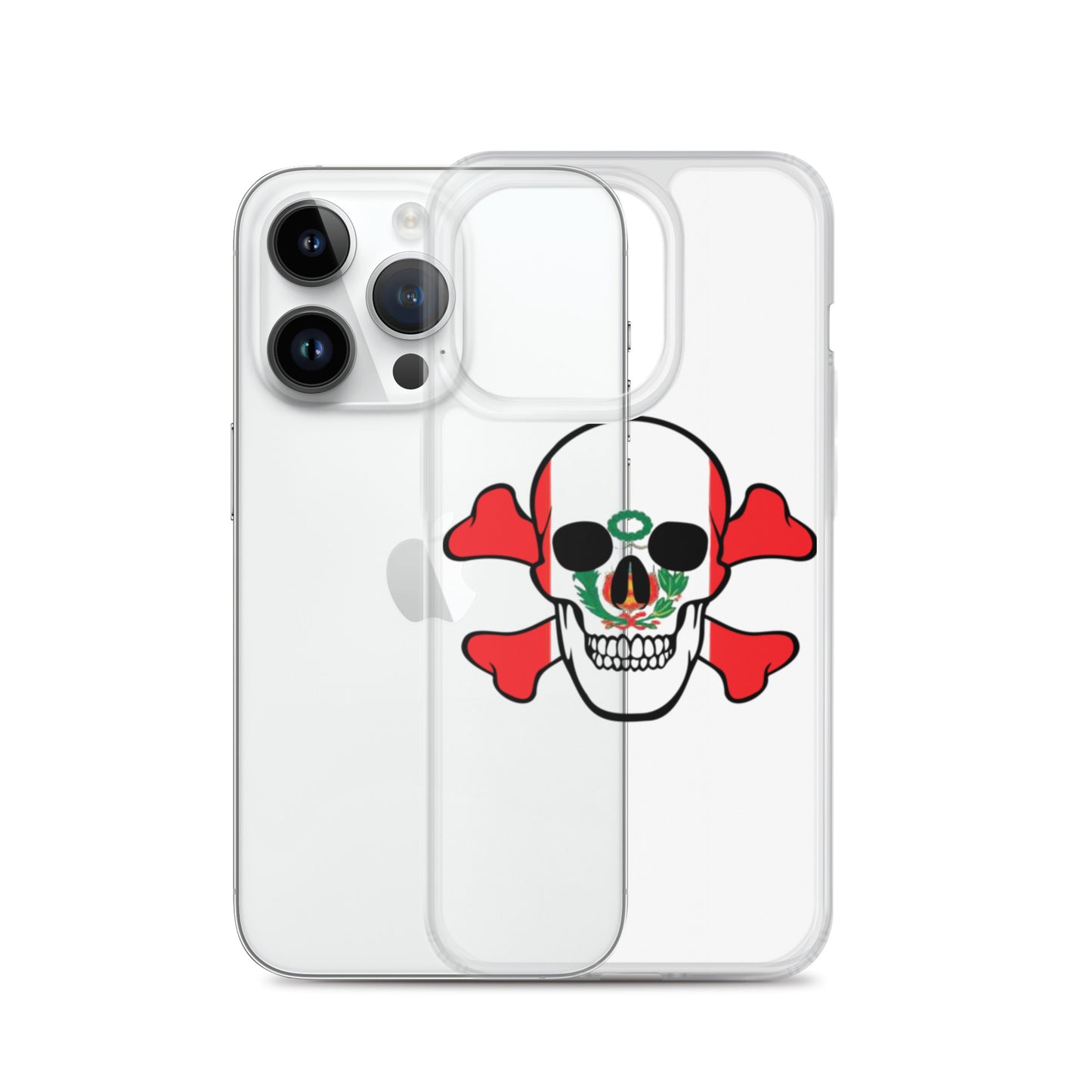 Clear Case for iPhone® with the Flag of Peru in a Skull and Crossbones design!