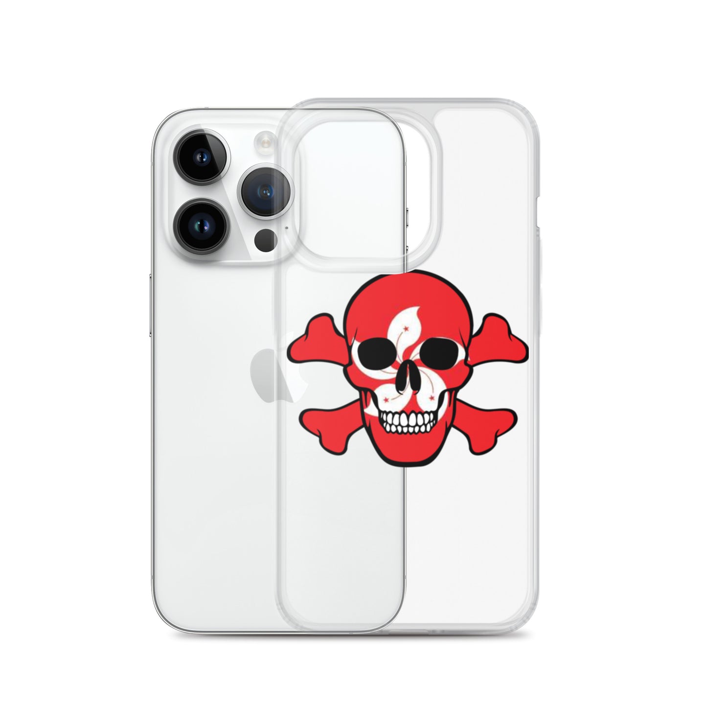 Clear Case for iPhone® with the Flag of Hong Kong in a Skull and Crossbones design!