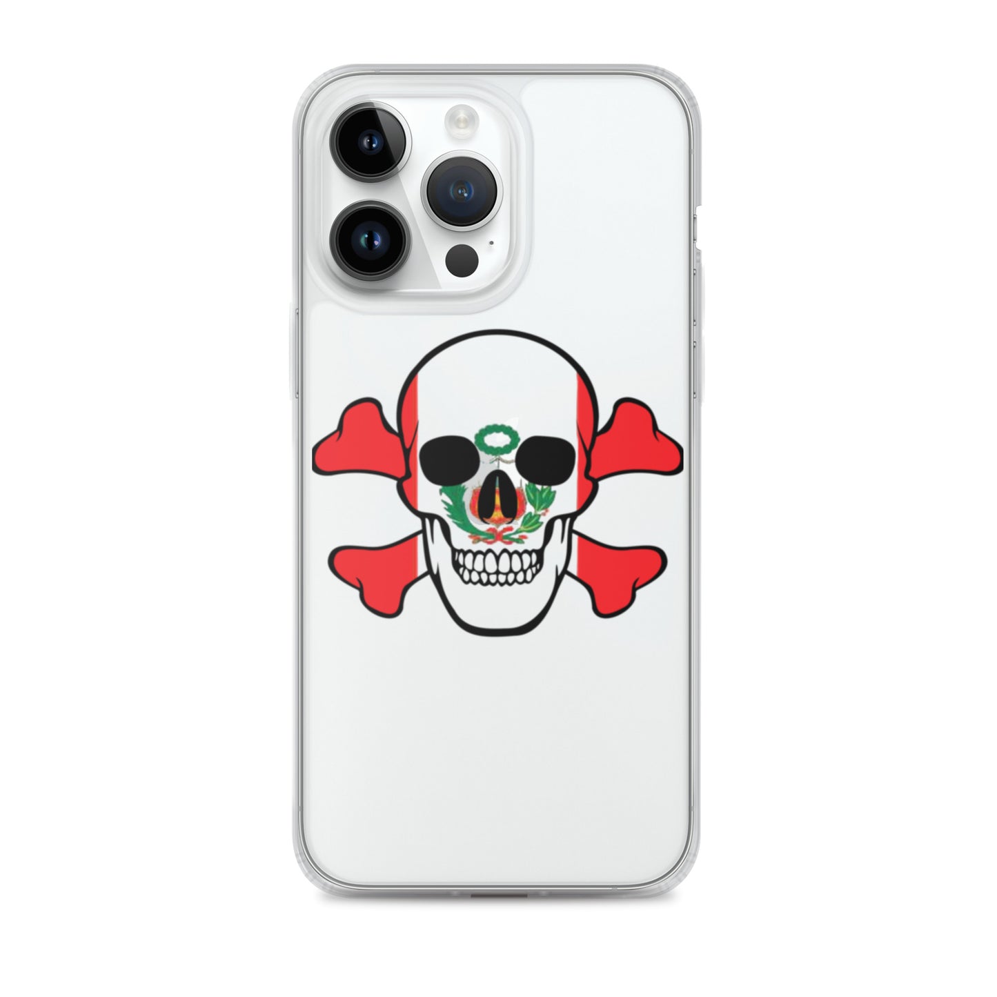 Clear Case for iPhone® with the Flag of Peru in a Skull and Crossbones design!