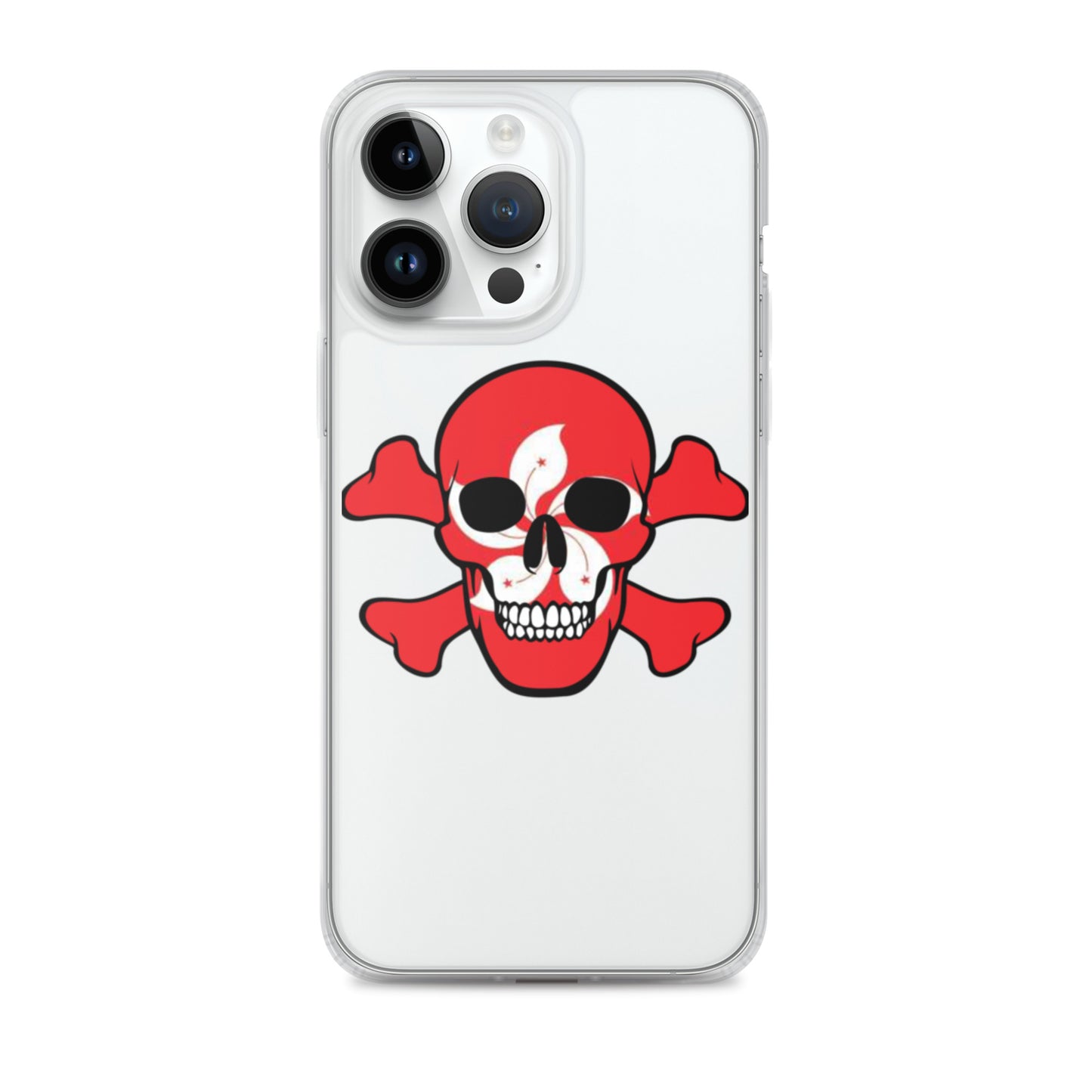 Clear Case for iPhone® with the Flag of Hong Kong in a Skull and Crossbones design!