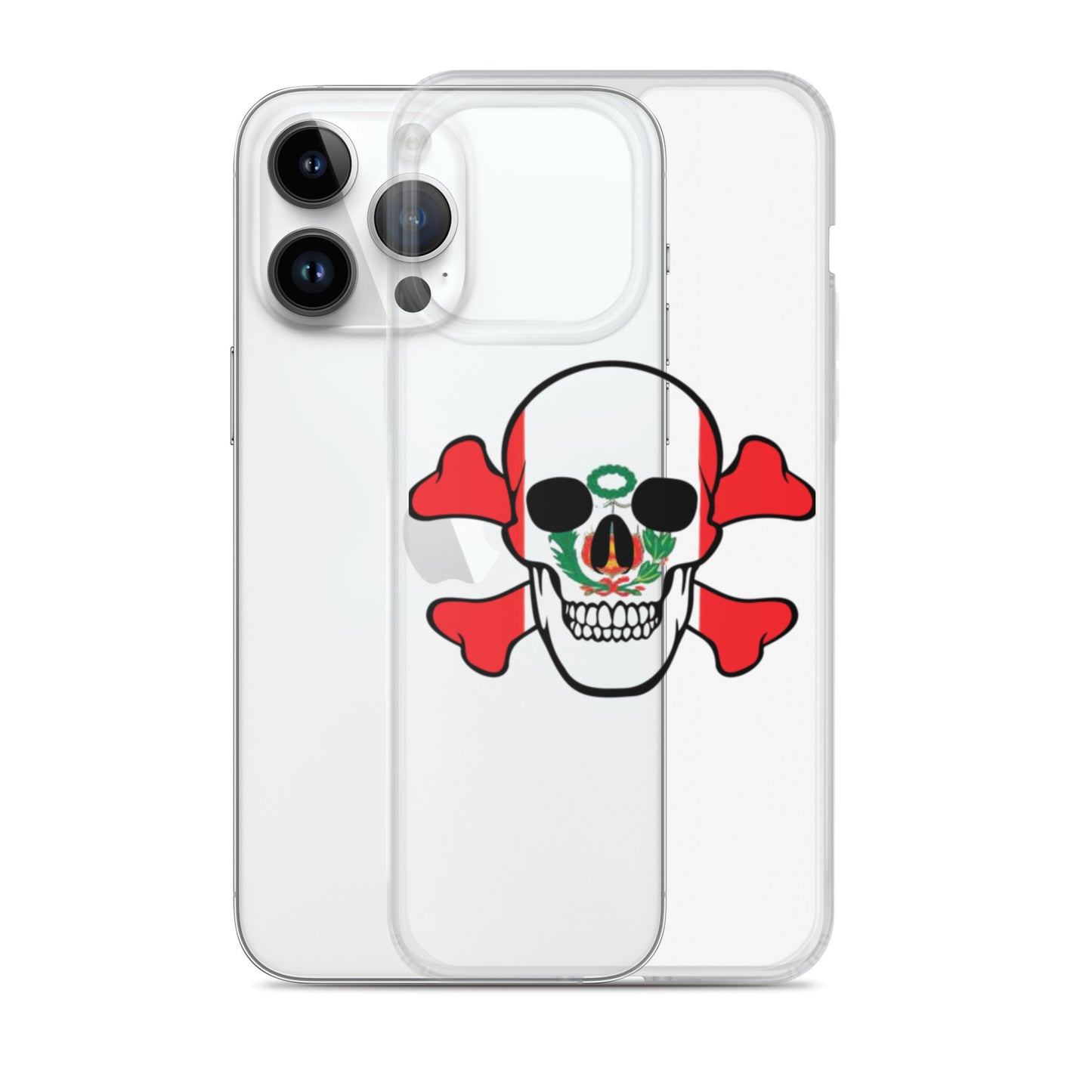 Clear Case for iPhone® with the Flag of Peru in a Skull and Crossbones design!