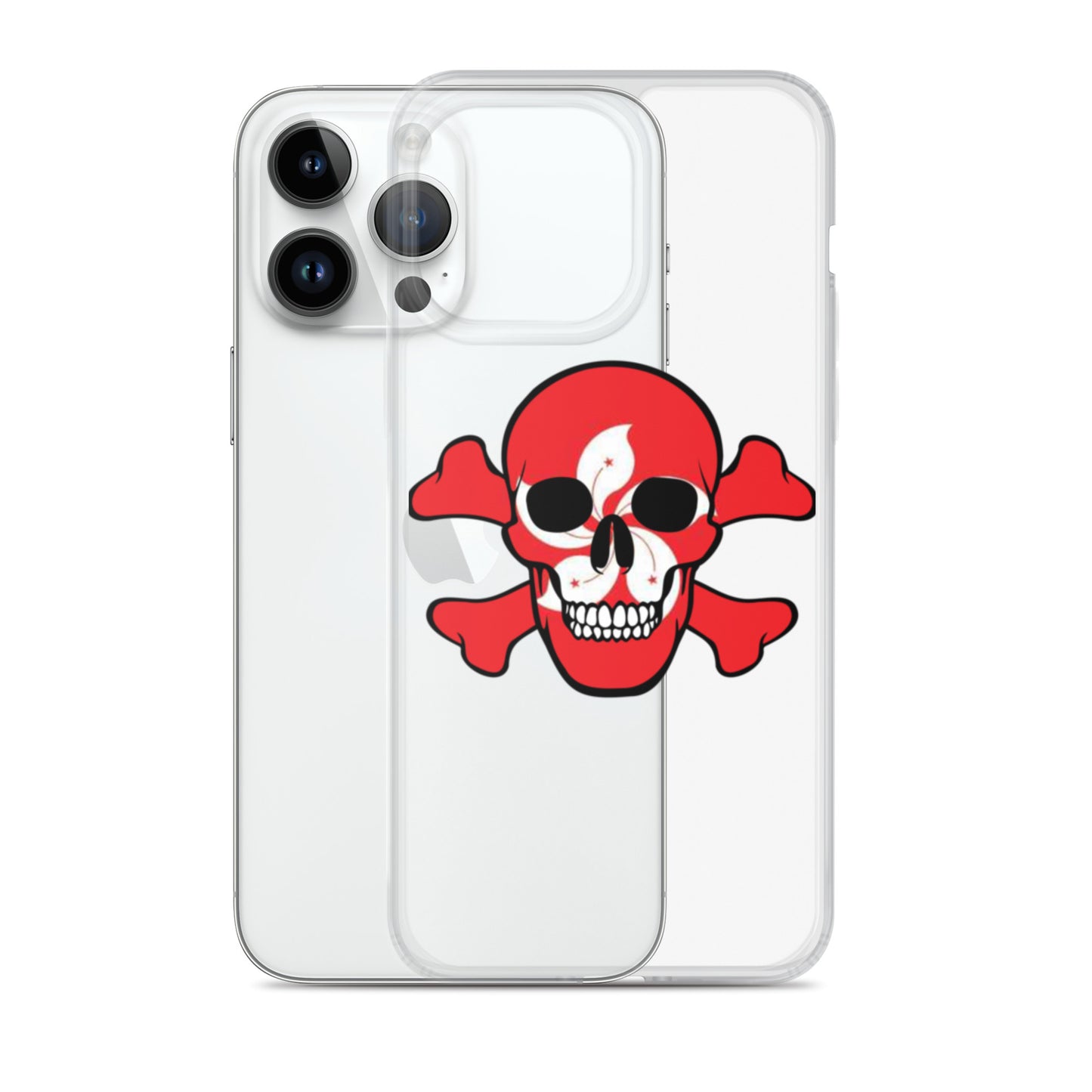 Clear Case for iPhone® with the Flag of Hong Kong in a Skull and Crossbones design!