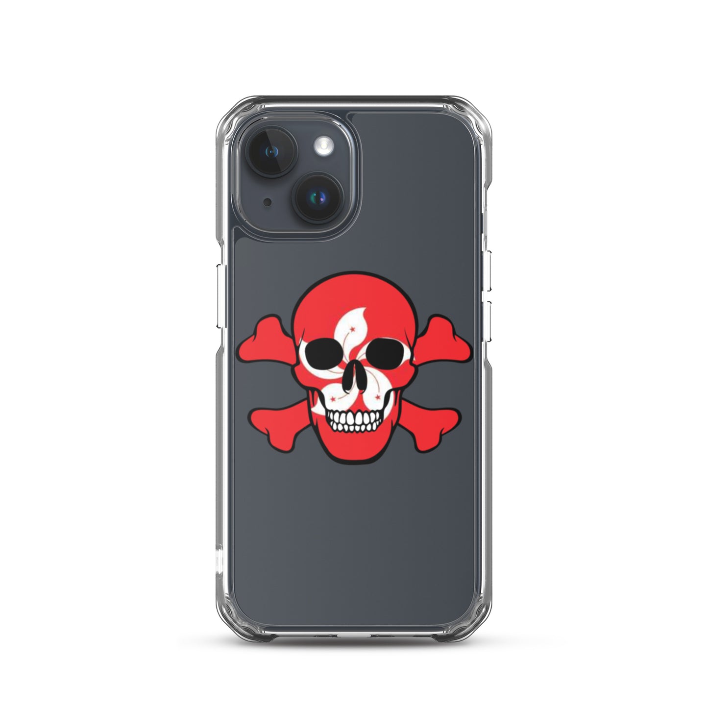 Clear Case for iPhone® with the Flag of Hong Kong in a Skull and Crossbones design!