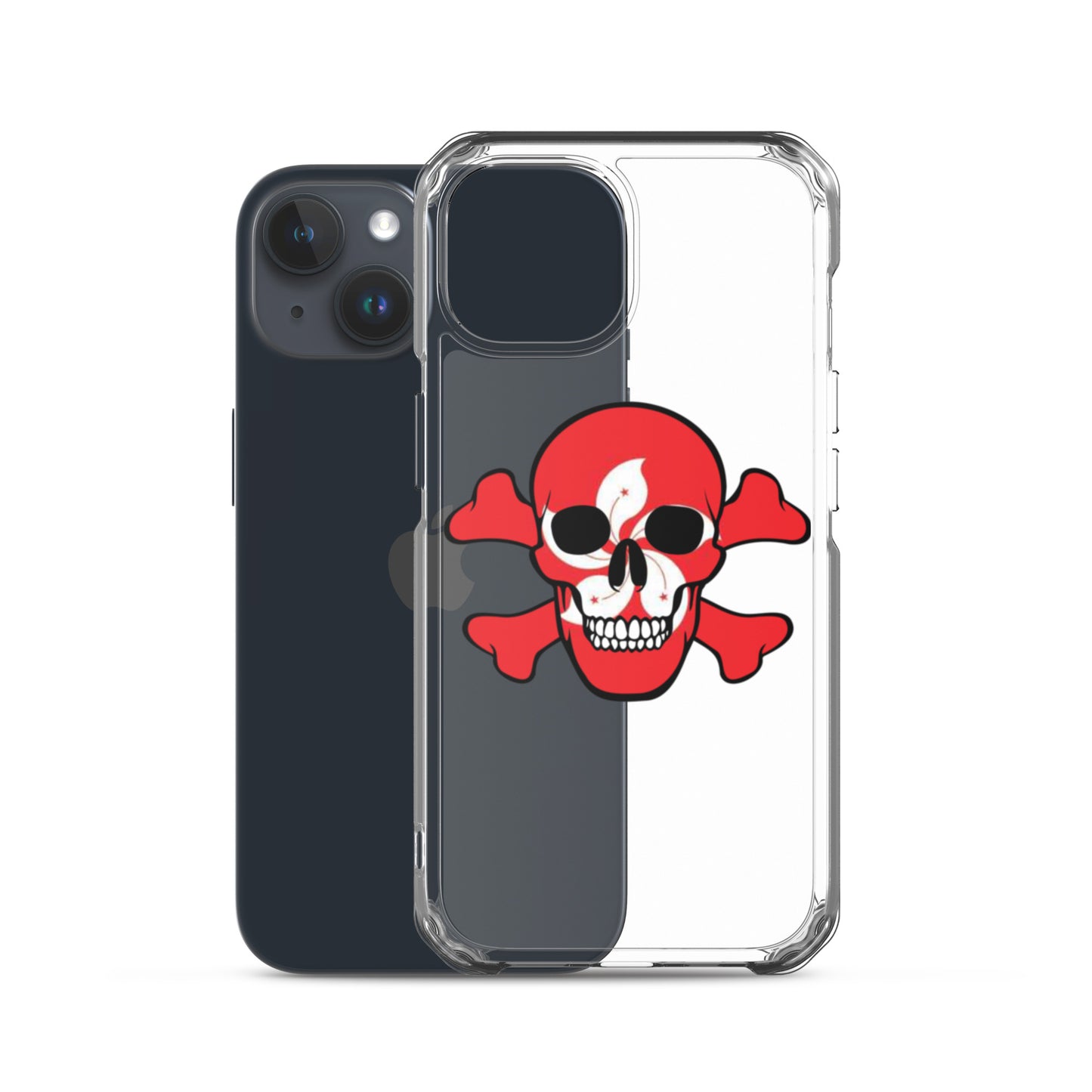 Clear Case for iPhone® with the Flag of Hong Kong in a Skull and Crossbones design!