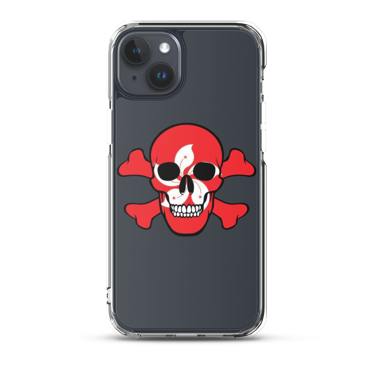 Clear Case for iPhone® with the Flag of Hong Kong in a Skull and Crossbones design!