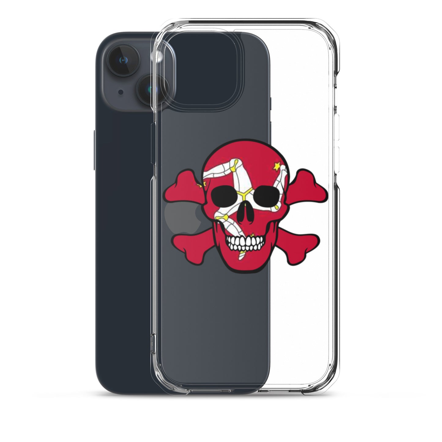 Clear Case for iPhone® with the Isle of Man Flag in a Skull and Crossbones design!