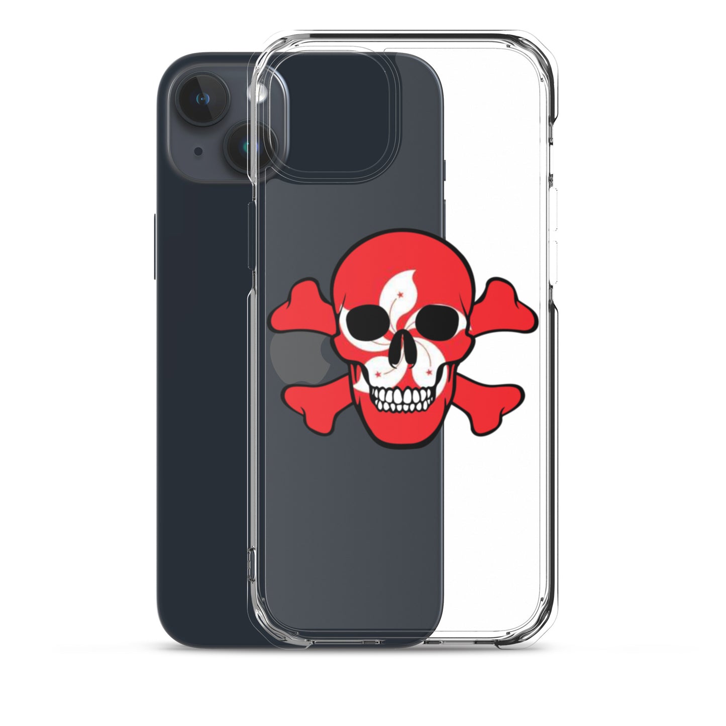 Clear Case for iPhone® with the Flag of Hong Kong in a Skull and Crossbones design!