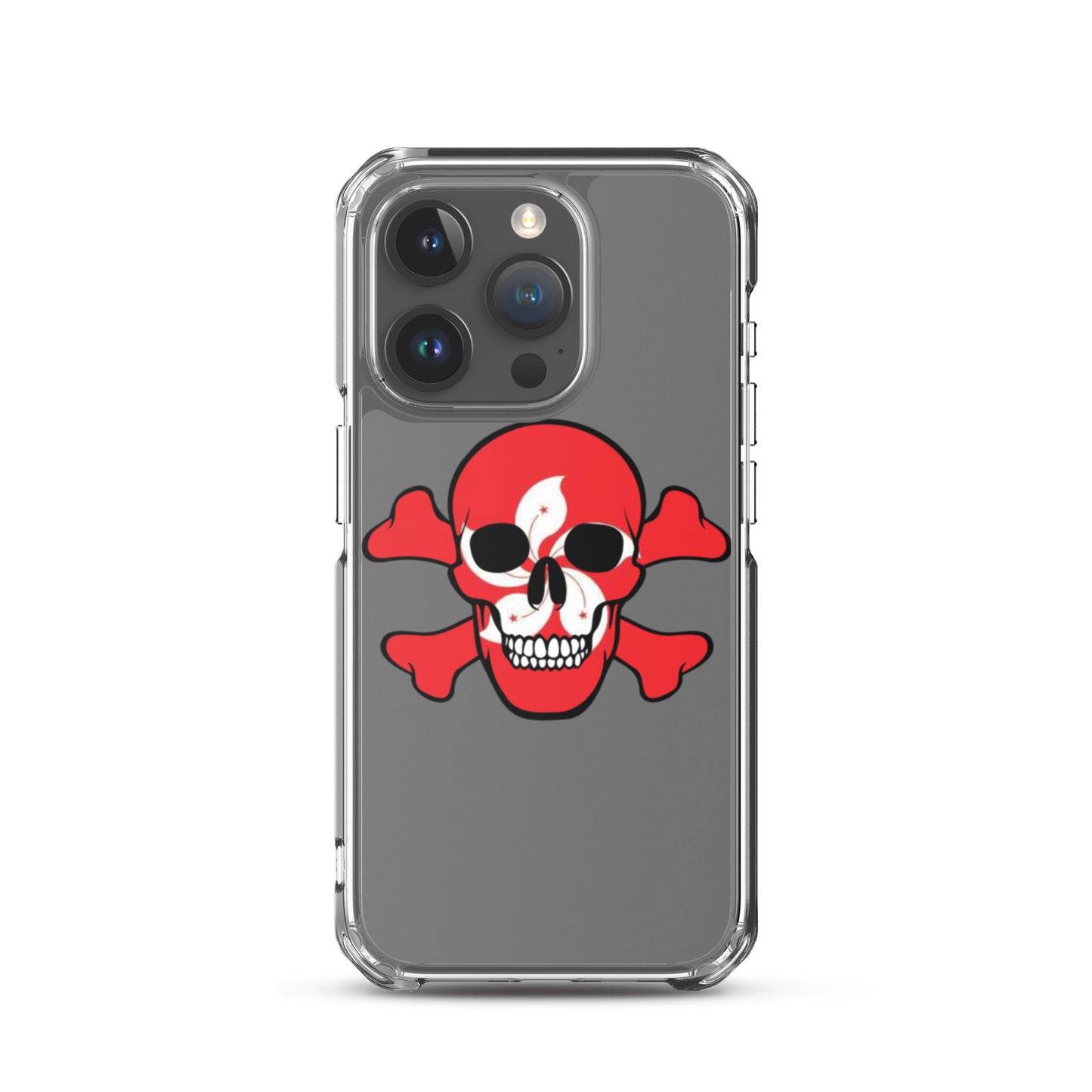 Clear Case for iPhone® with the Flag of Hong Kong in a Skull and Crossbones design!