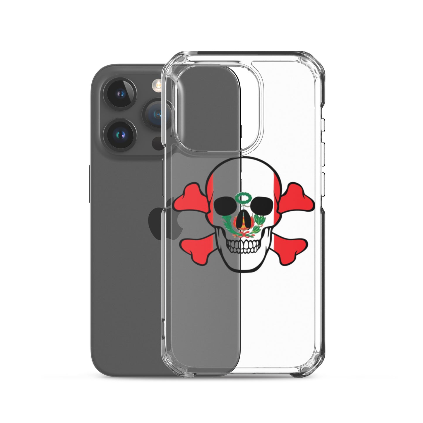 Clear Case for iPhone® with the Flag of Peru in a Skull and Crossbones design!