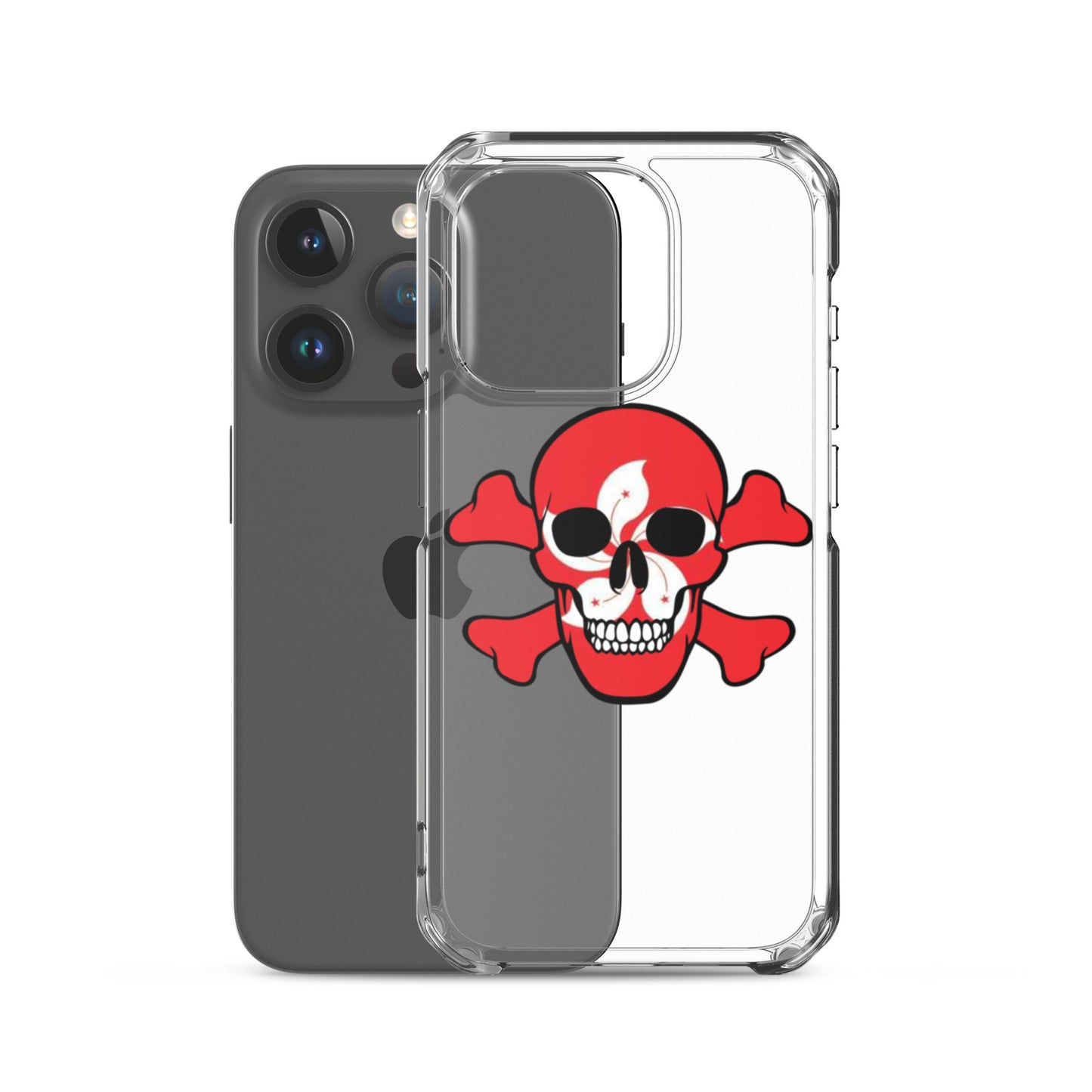 Clear Case for iPhone® with the Flag of Hong Kong in a Skull and Crossbones design!