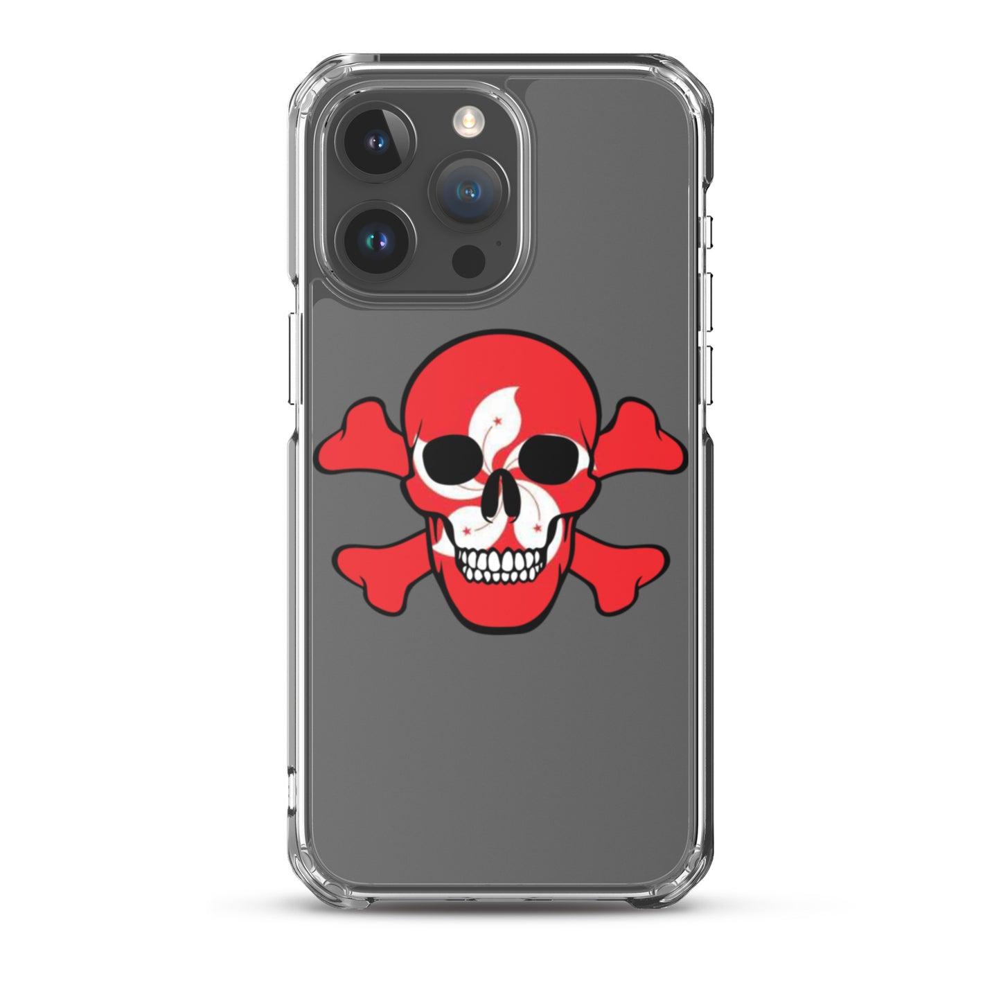Clear Case for iPhone® with the Flag of Hong Kong in a Skull and Crossbones design!