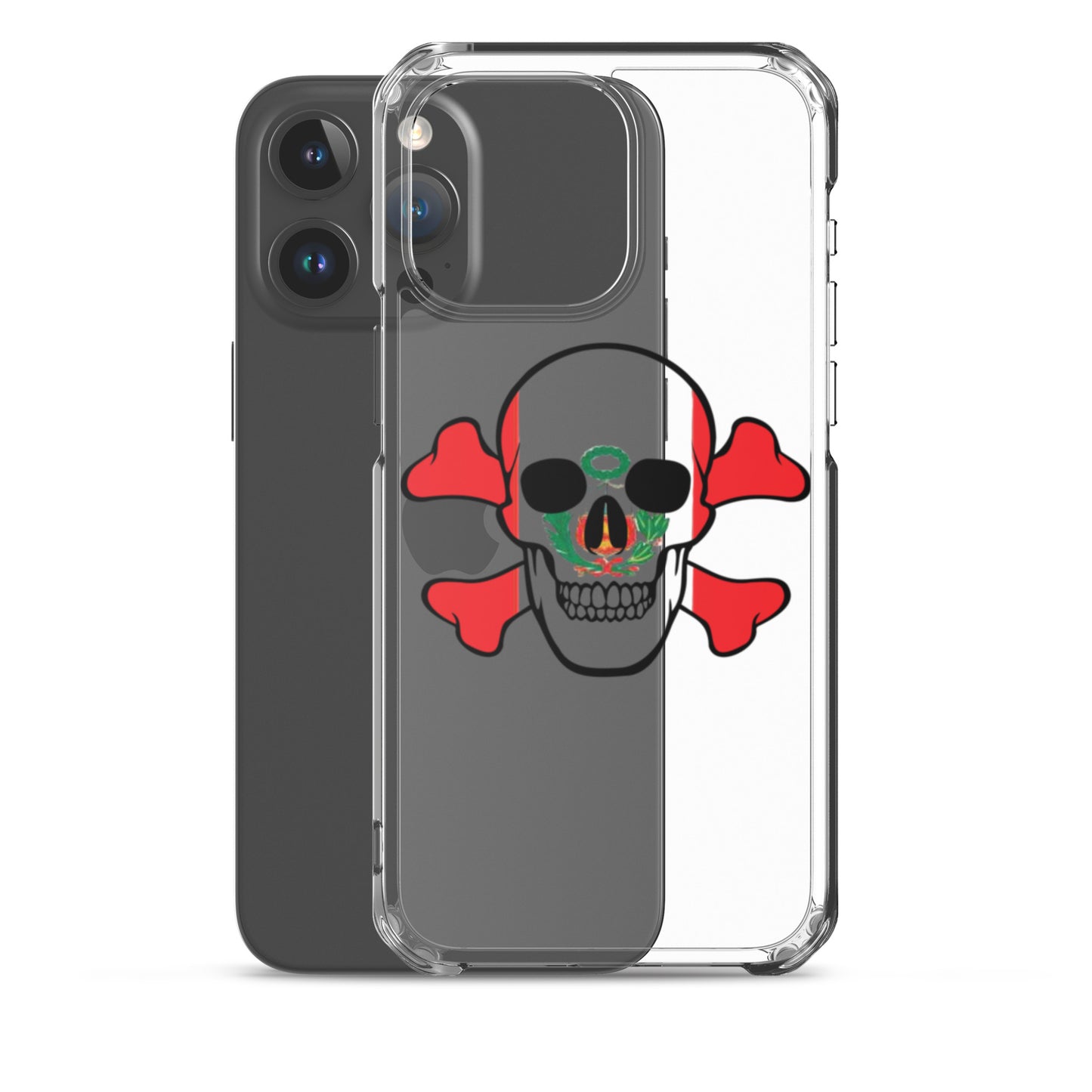 Clear Case for iPhone® with the Flag of Peru in a Skull and Crossbones design!
