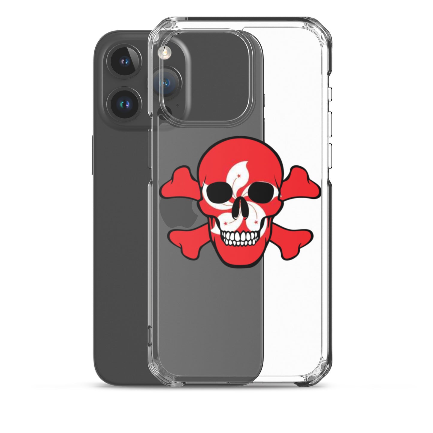 Clear Case for iPhone® with the Flag of Hong Kong in a Skull and Crossbones design!