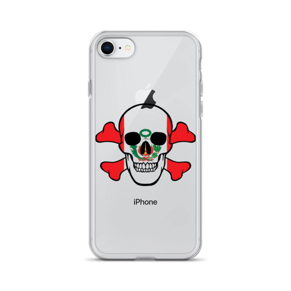 Clear Case for iPhone® with the Flag of Peru in a Skull and Crossbones design!