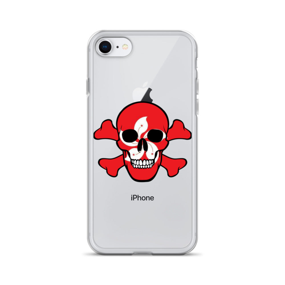Clear Case for iPhone® with the Flag of Hong Kong in a Skull and Crossbones design!