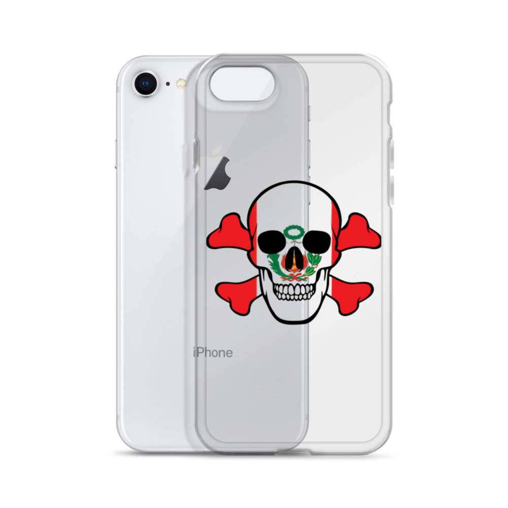 Clear Case for iPhone® with the Flag of Peru in a Skull and Crossbones design!