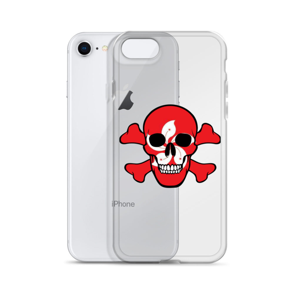 Clear Case for iPhone® with the Flag of Hong Kong in a Skull and Crossbones design!