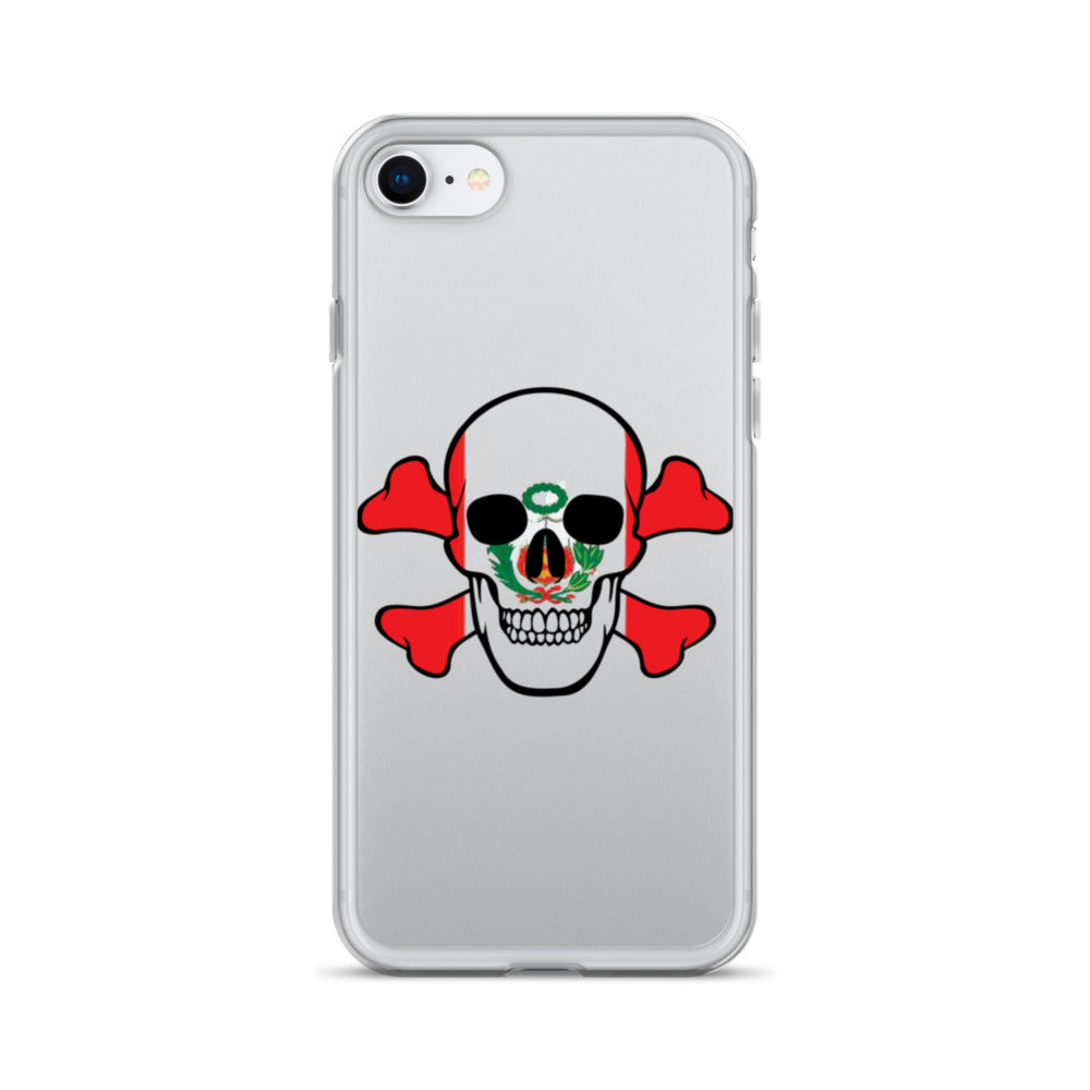 Clear Case for iPhone® with the Flag of Peru in a Skull and Crossbones design!