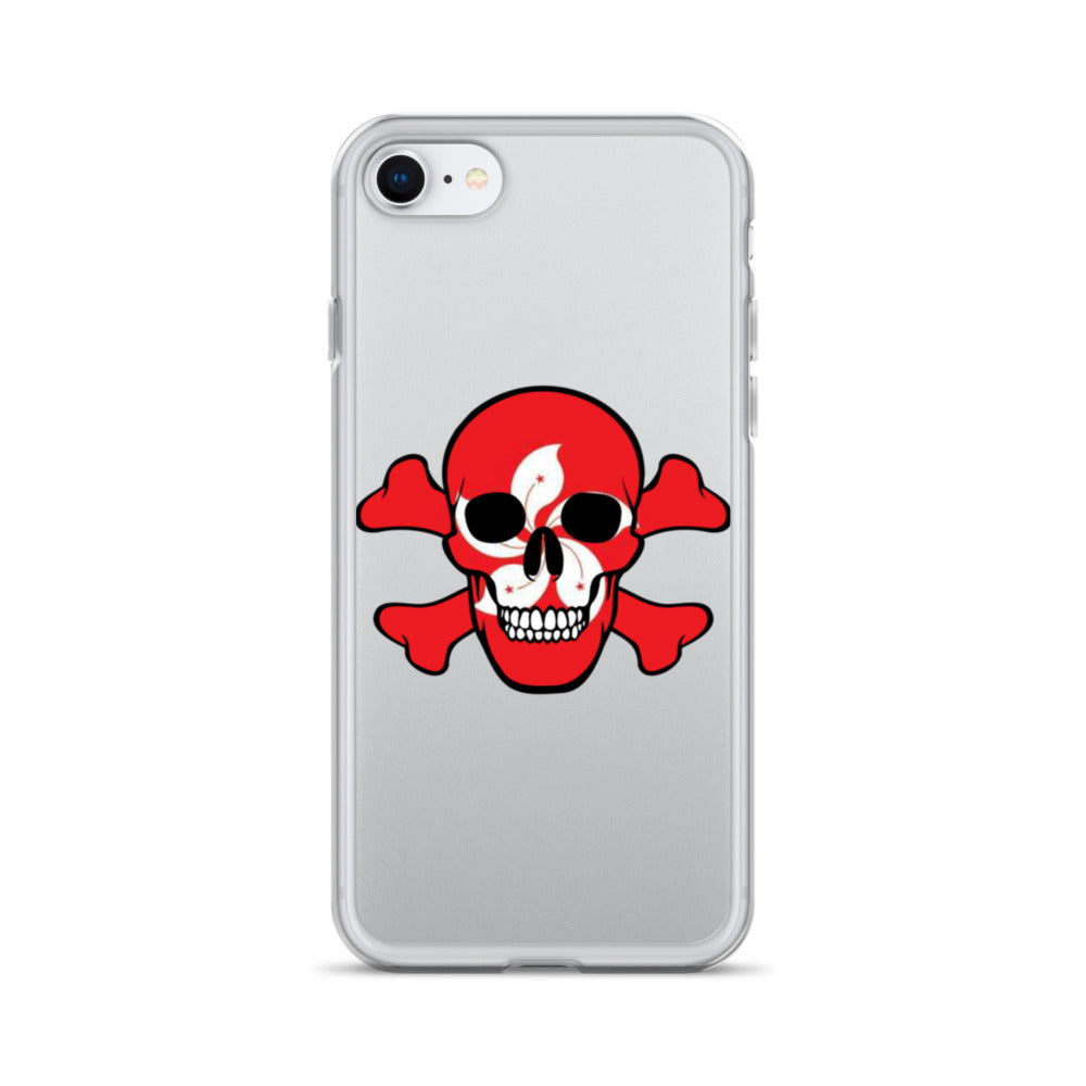 Clear Case for iPhone® with the Flag of Hong Kong in a Skull and Crossbones design!