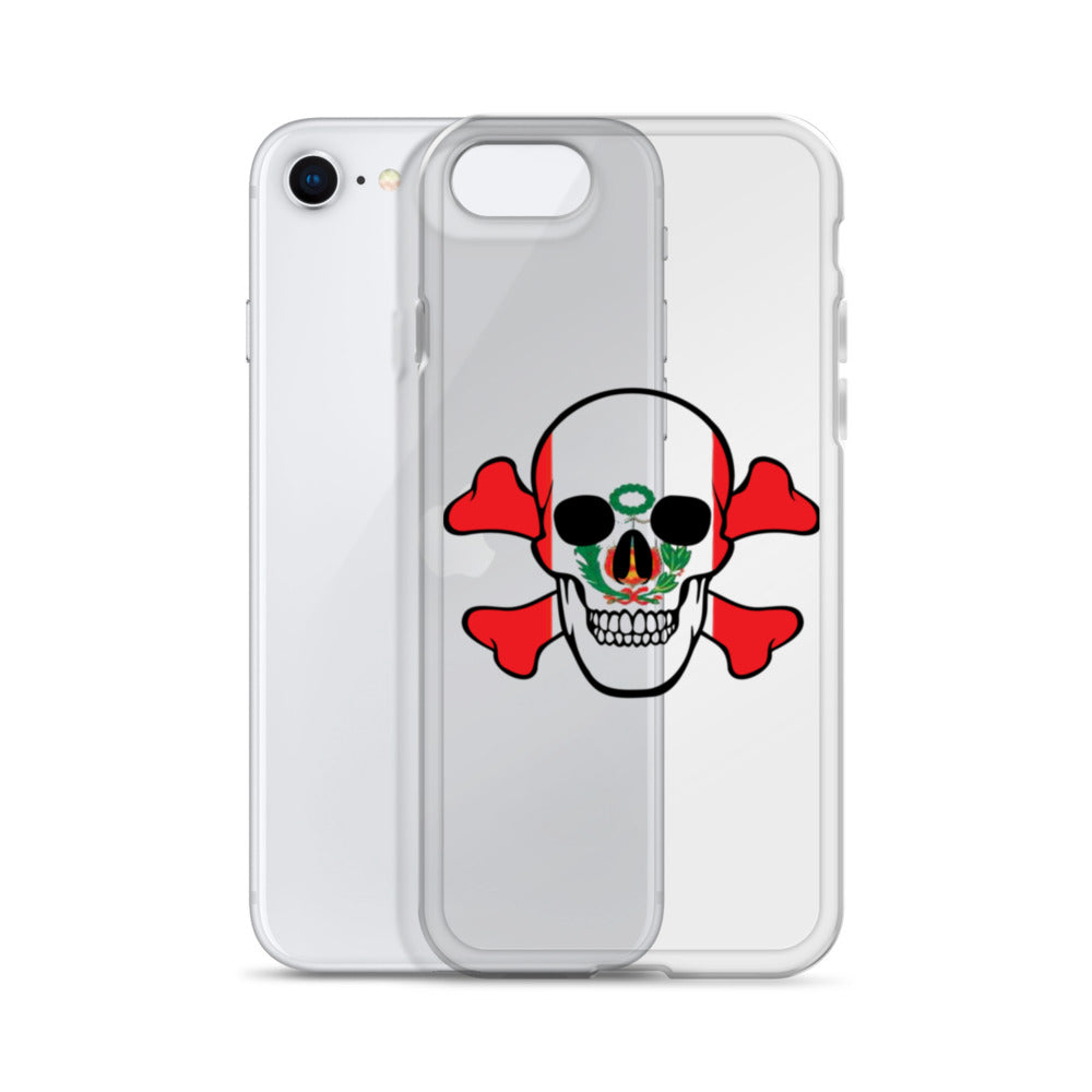 Clear Case for iPhone® with the Flag of Peru in a Skull and Crossbones design!