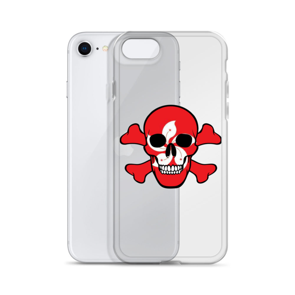Clear Case for iPhone® with the Flag of Hong Kong in a Skull and Crossbones design!
