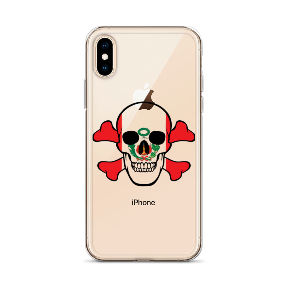 Clear Case for iPhone® with the Flag of Peru in a Skull and Crossbones design!