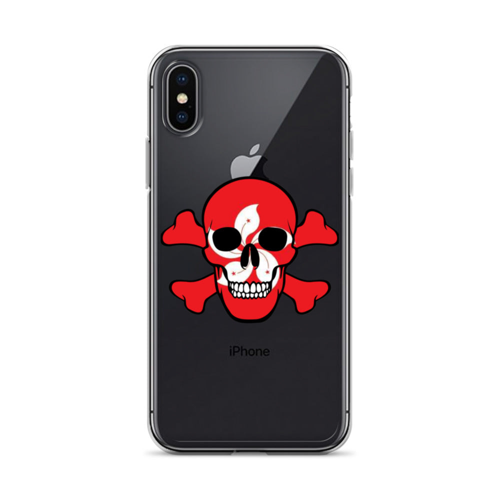 Clear Case for iPhone® with the Flag of Hong Kong in a Skull and Crossbones design!