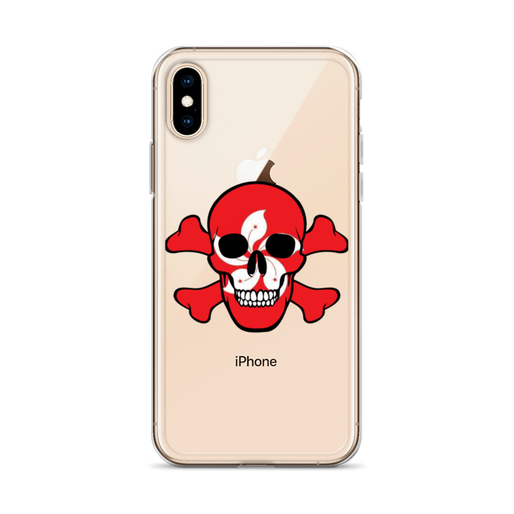 Clear Case for iPhone® with the Flag of Hong Kong in a Skull and Crossbones design!
