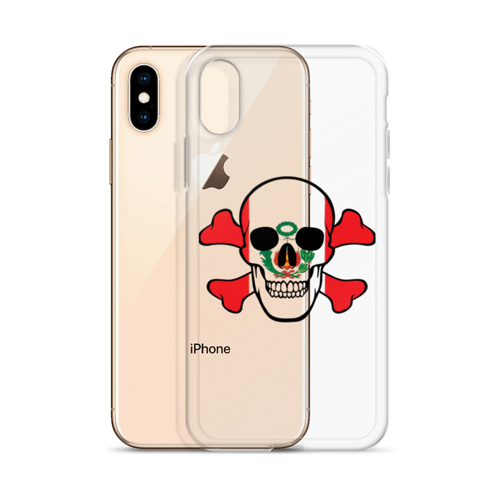 Clear Case for iPhone® with the Flag of Peru in a Skull and Crossbones design!