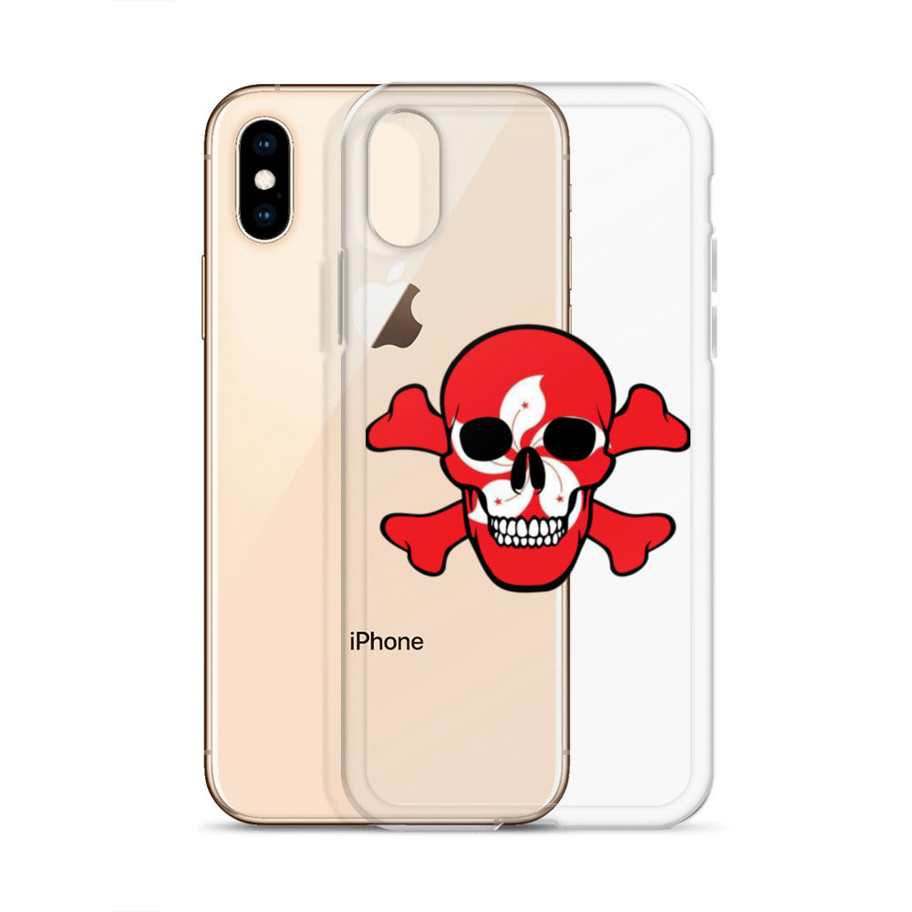 Clear Case for iPhone® with the Flag of Hong Kong in a Skull and Crossbones design!
