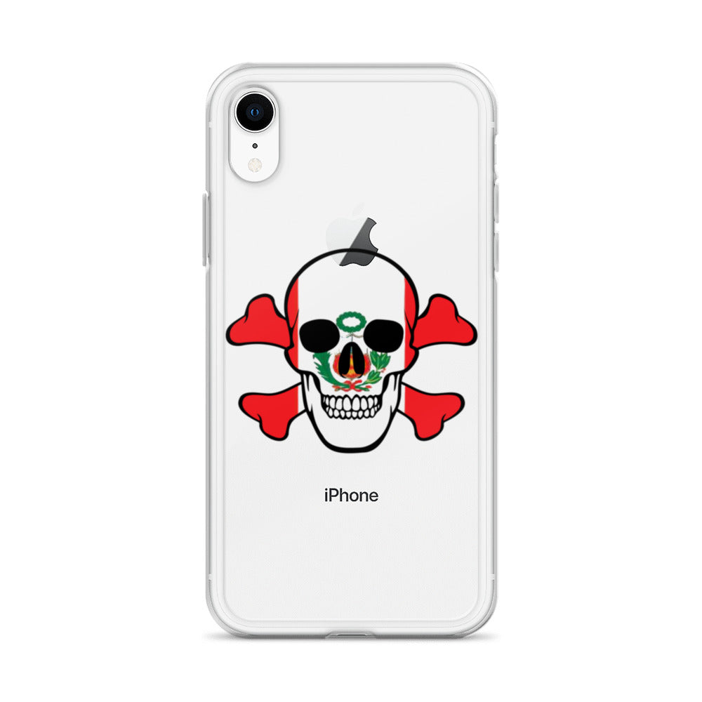 Clear Case for iPhone® with the Flag of Peru in a Skull and Crossbones design!