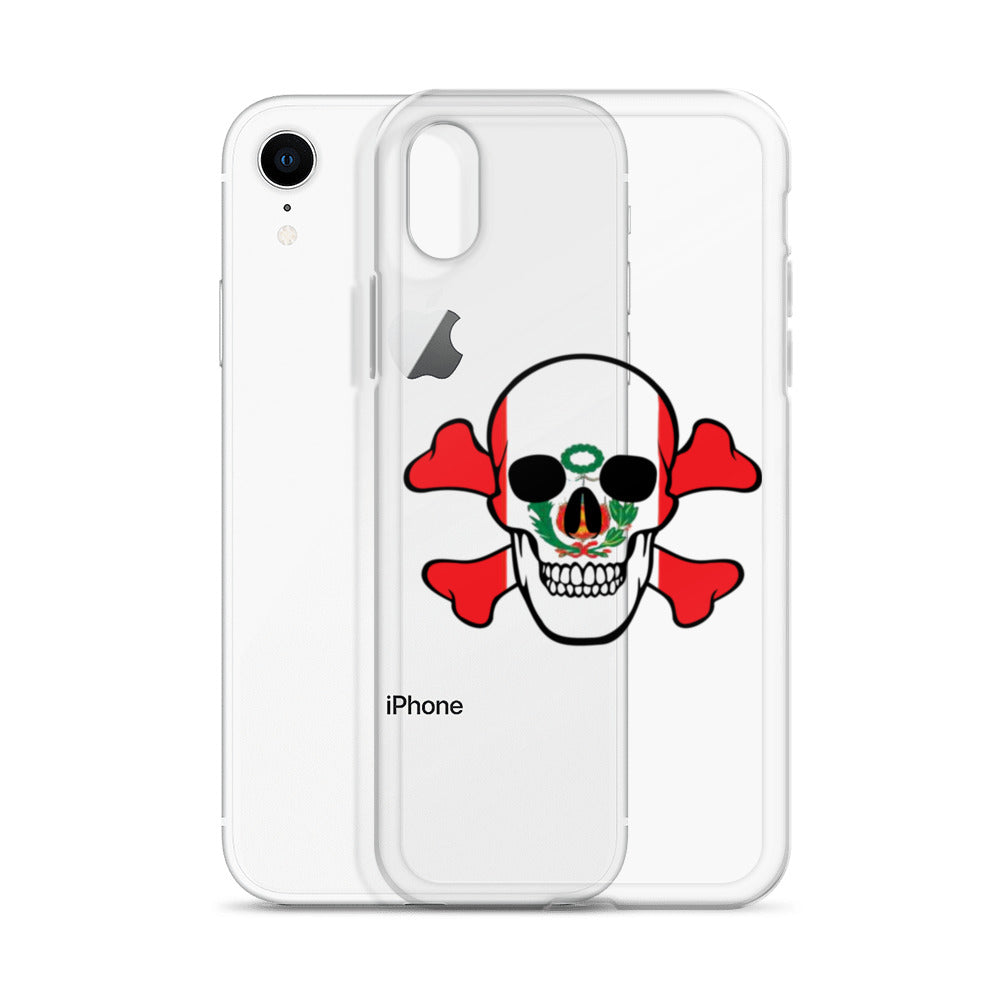 Clear Case for iPhone® with the Flag of Peru in a Skull and Crossbones design!