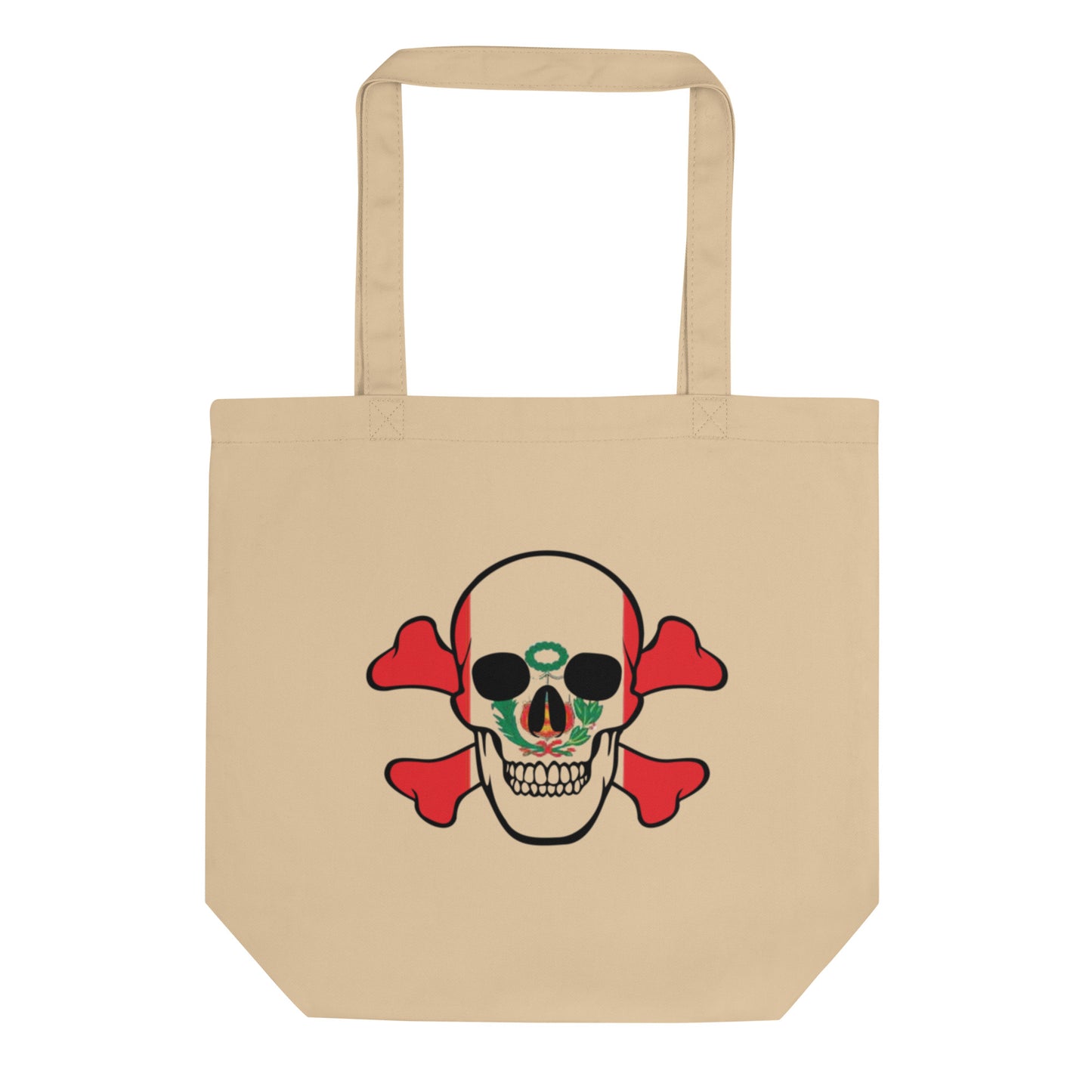 Eco Tote Bag with the Flag of Peru in a Skull and Crossbones design!