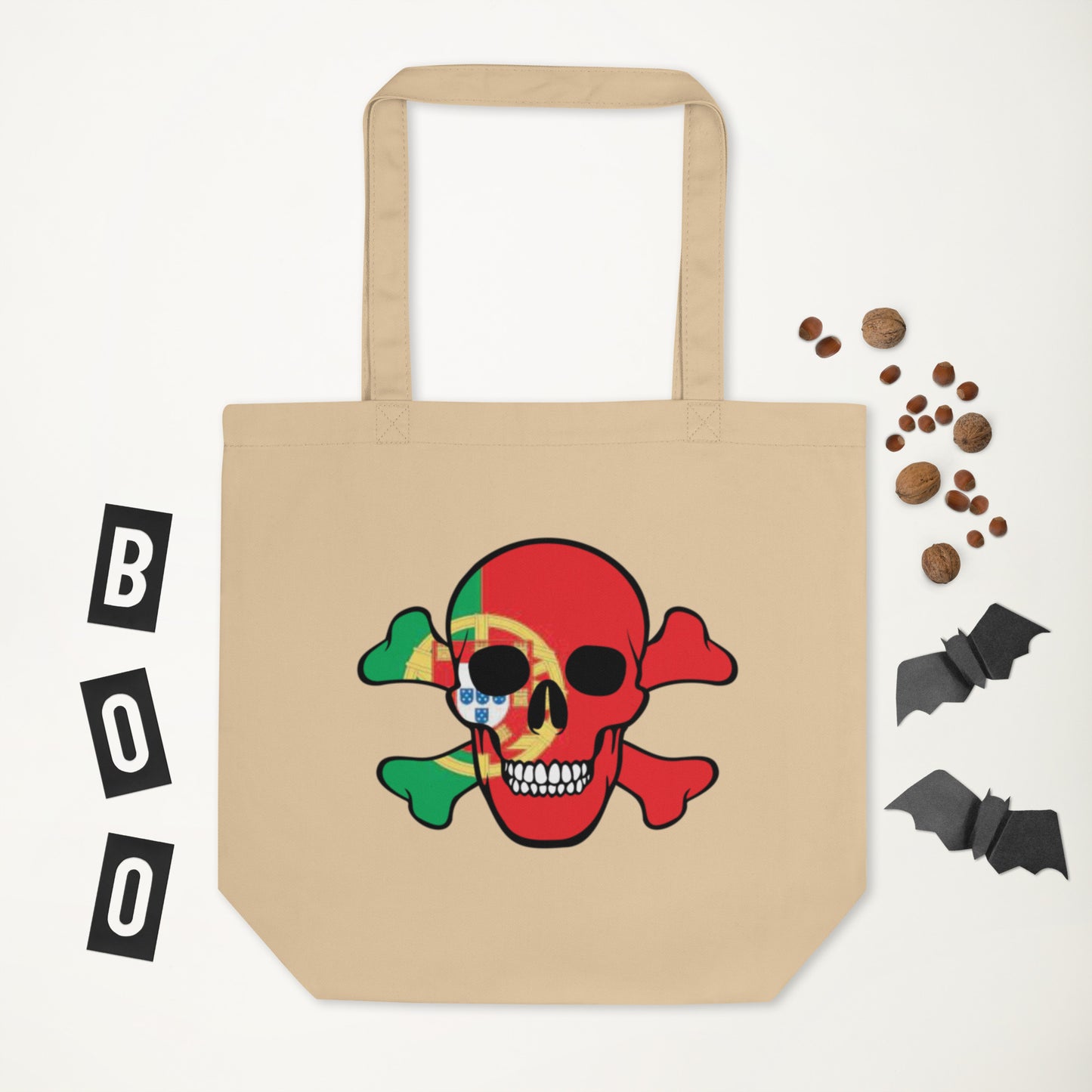 Eco Tote Bag with the Flag of Portugal in a Skull and Crossbones design!