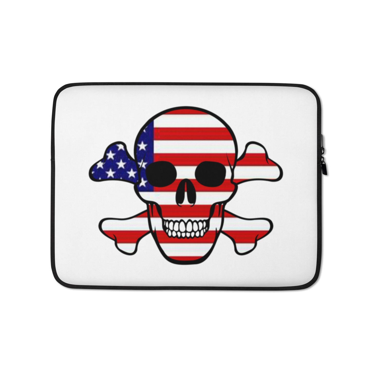 Laptop Sleeve with the flag of The United States in a Skull and Crossbones design!