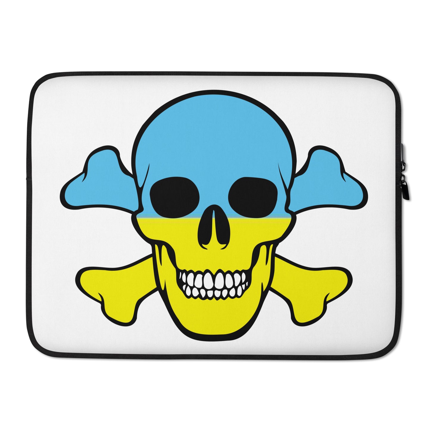 Laptop Sleeve with the Flag of Ukraine in a Skull and Crossbones design!