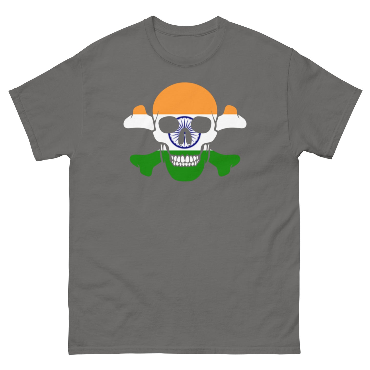 Unisex classic tee with the Flag of India in a Skull and Crossbones design!