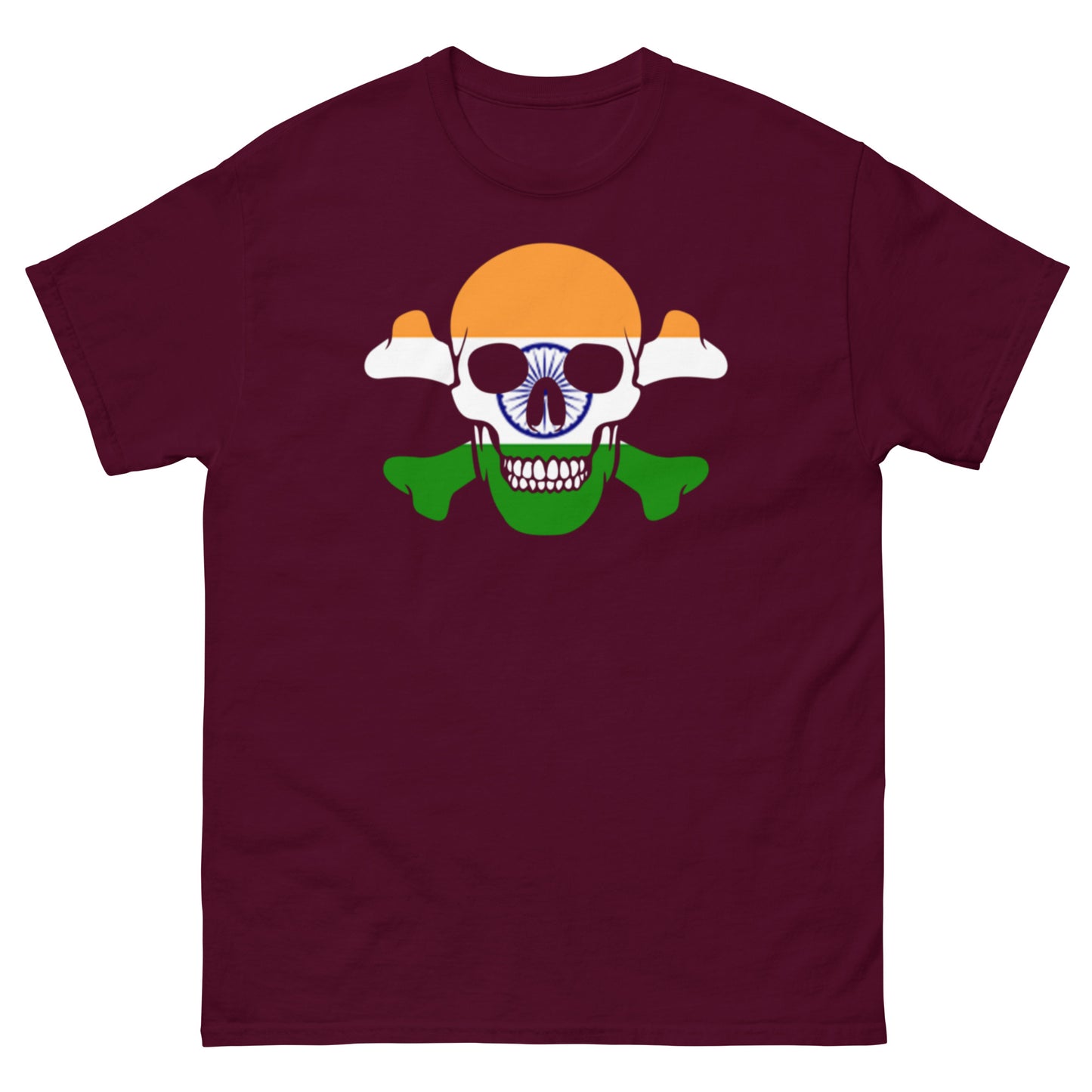 Unisex classic tee with the Flag of India in a Skull and Crossbones design!