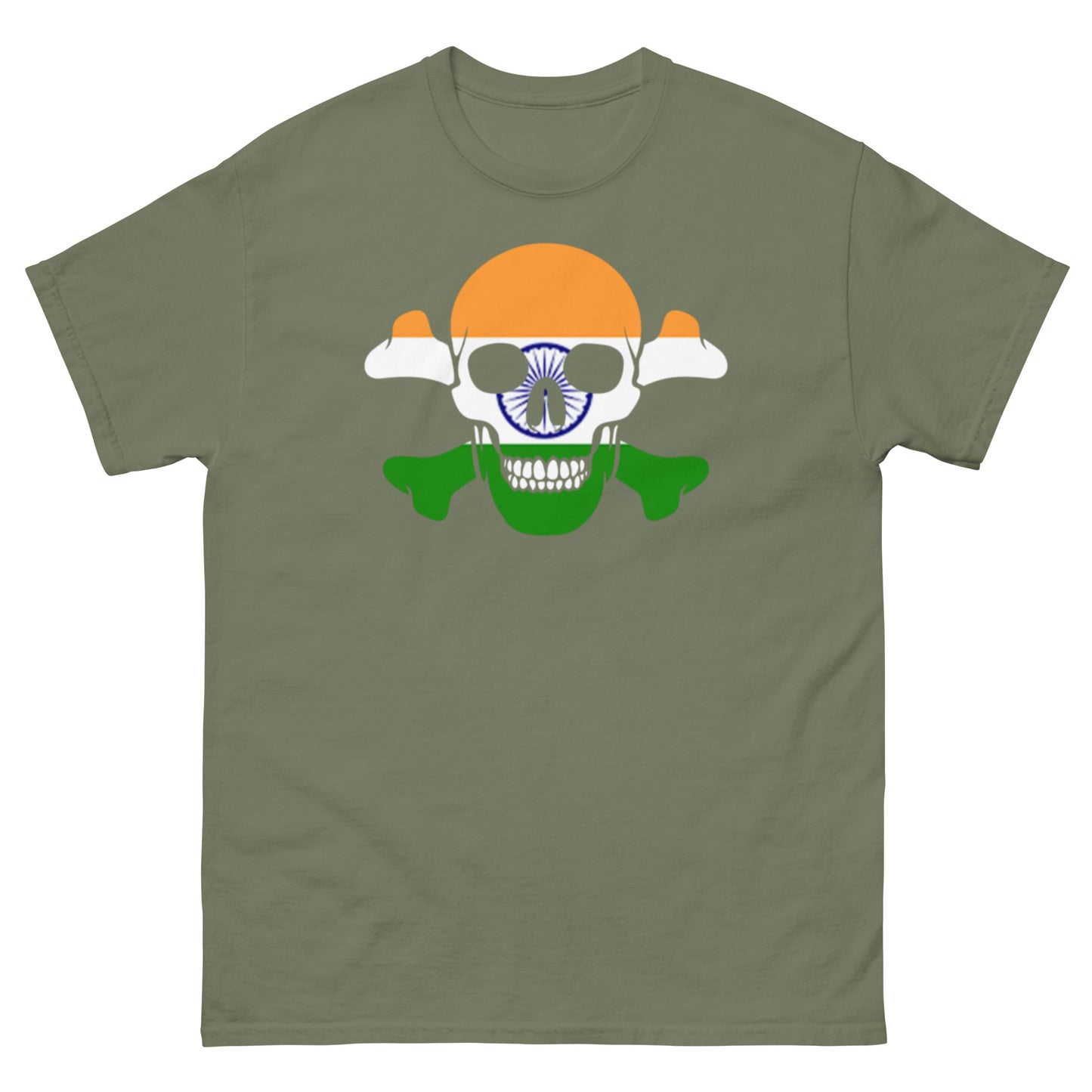Unisex classic tee with the Flag of India in a Skull and Crossbones design!