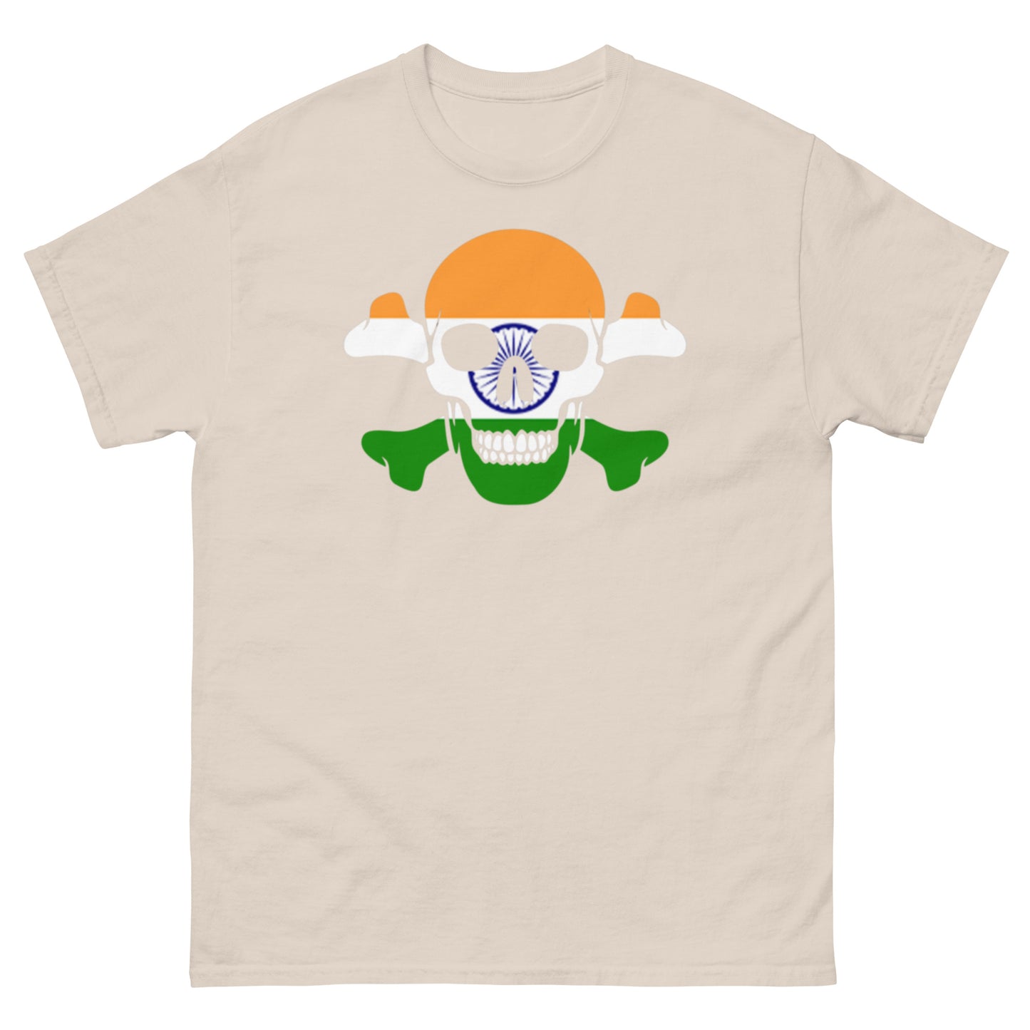 Unisex classic tee with the Flag of India in a Skull and Crossbones design!