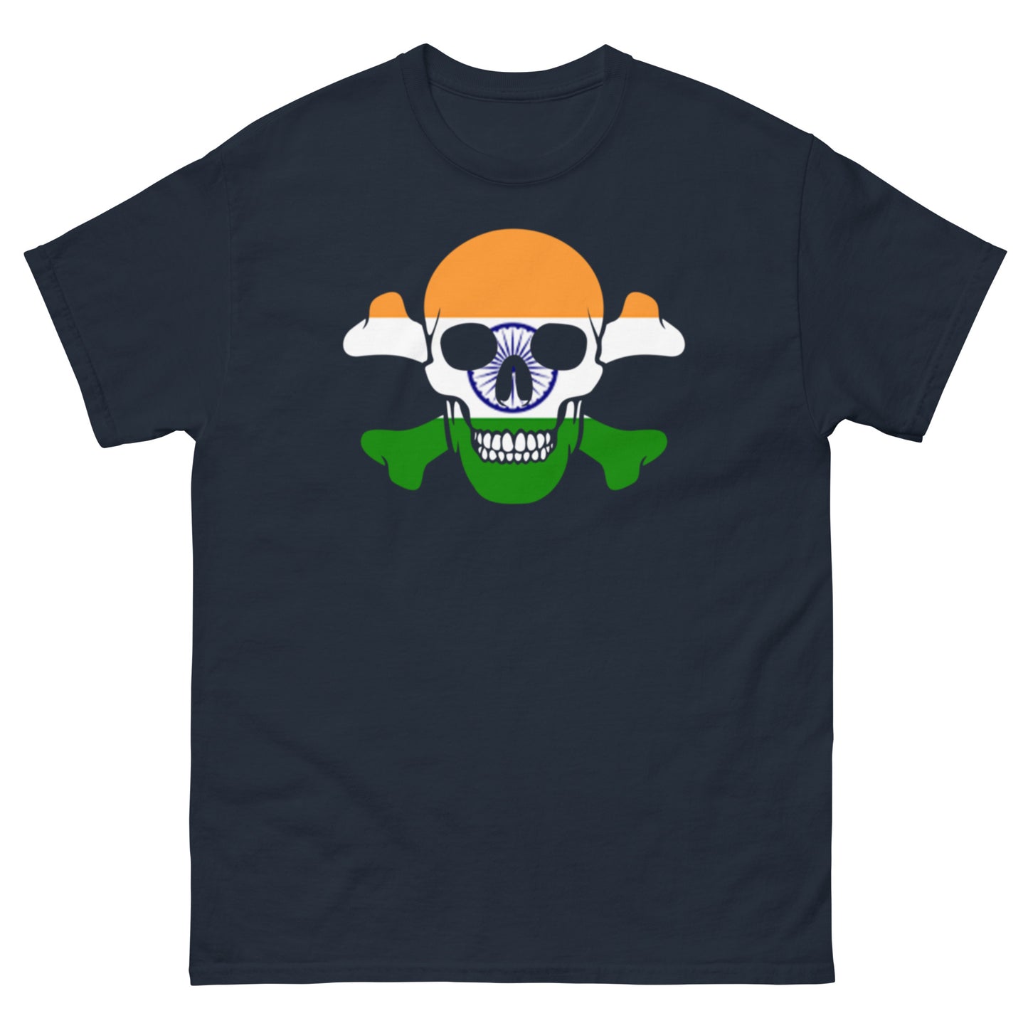 Unisex classic tee with the Flag of India in a Skull and Crossbones design!