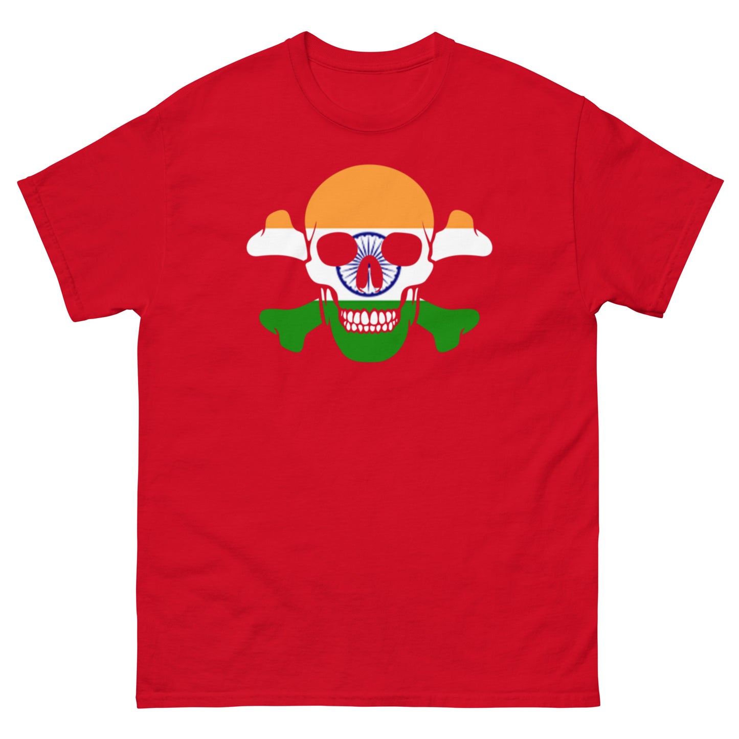 Unisex classic tee with the Flag of India in a Skull and Crossbones design!