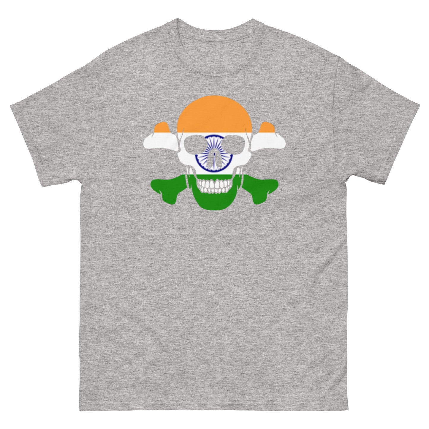 Unisex classic tee with the Flag of India in a Skull and Crossbones design!