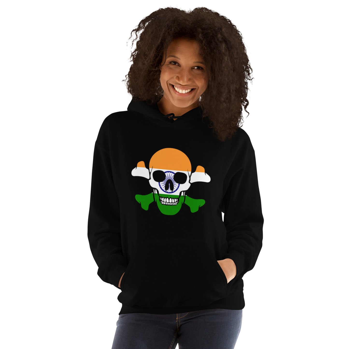 Unisex Hoodie with the Flag of India in a Skull and Crossbones design!