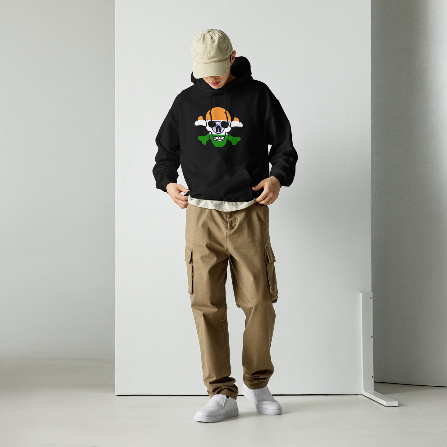 Unisex Hoodie with the Flag of India in a Skull and Crossbones design!