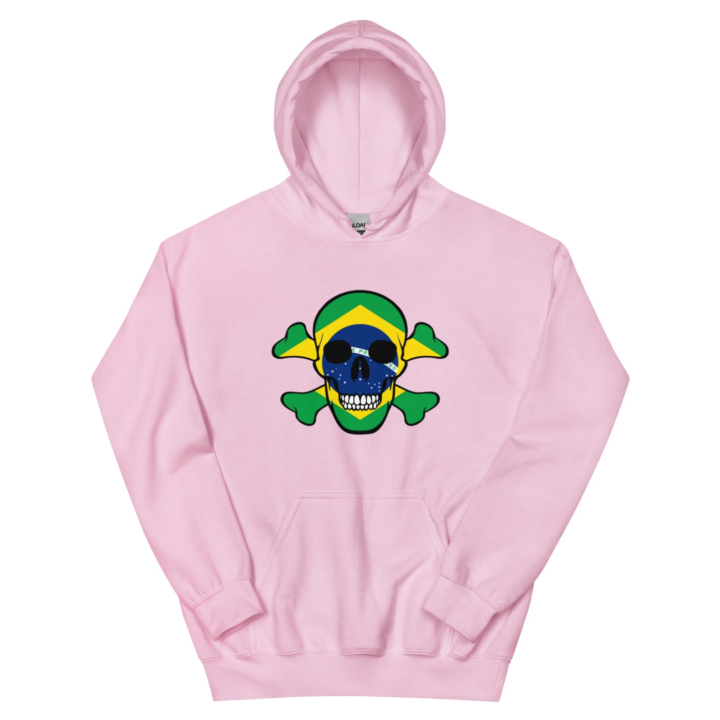 Unisex Hoodie with the Flag of Brazil in a Skull and Crossbones design!