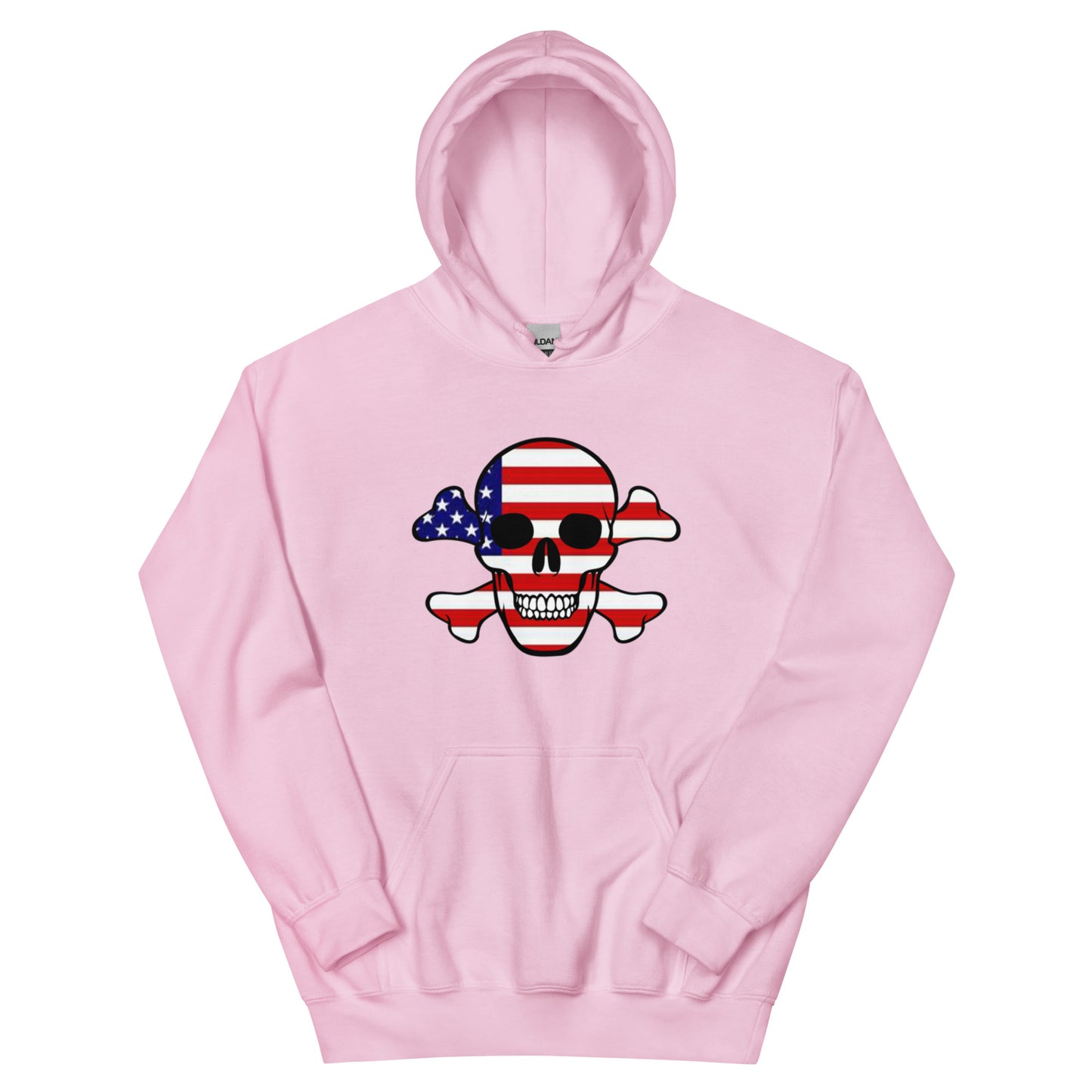 Unisex Hoodie With the Flag of the United States in a Skull and Crossbones design