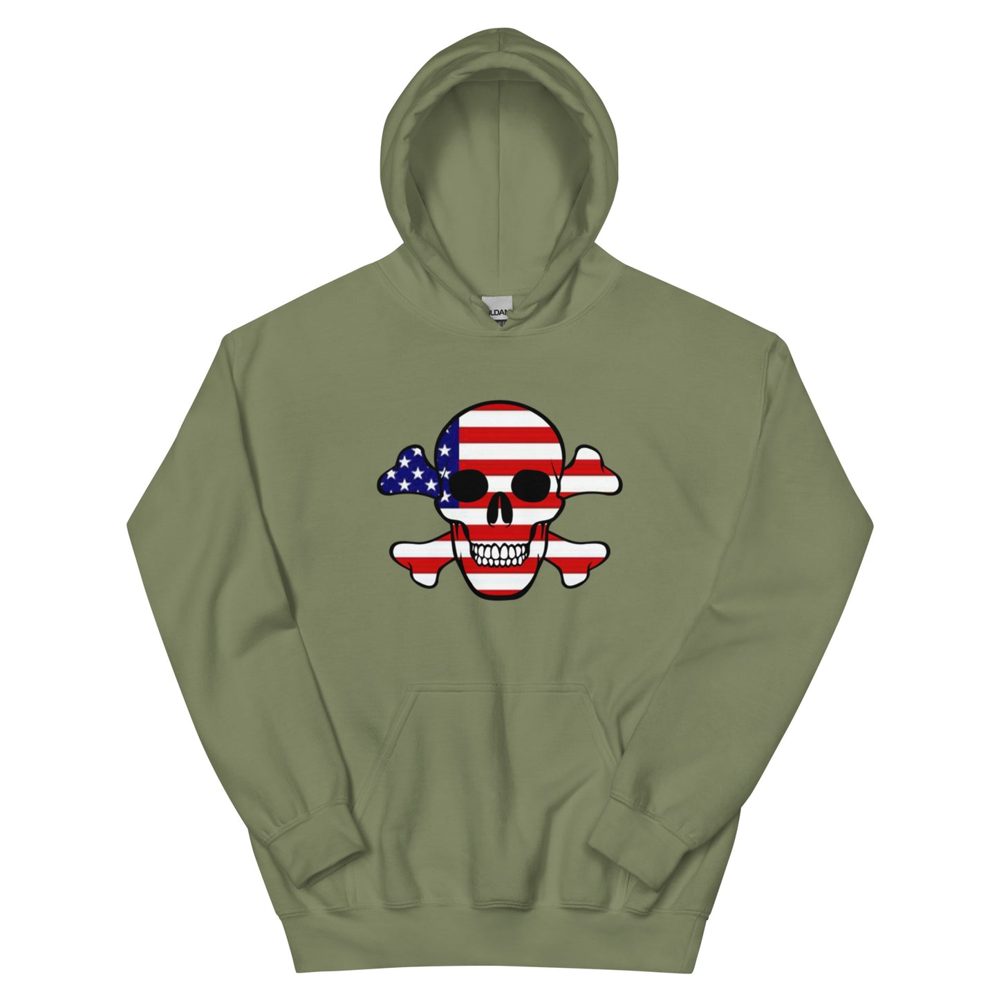 Unisex Hoodie With the Flag of the United States in a Skull and Crossbones design