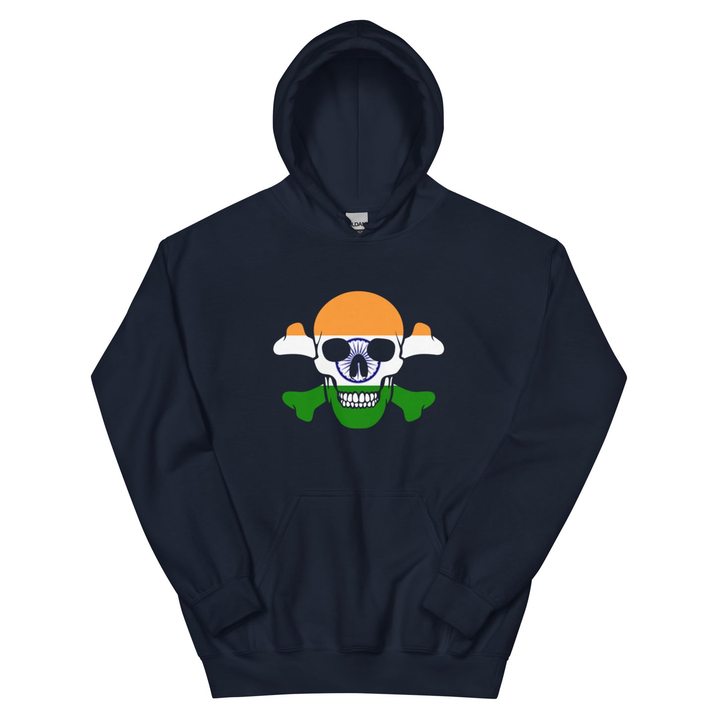 Unisex Hoodie with the Flag of India in a Skull and Crossbones design!