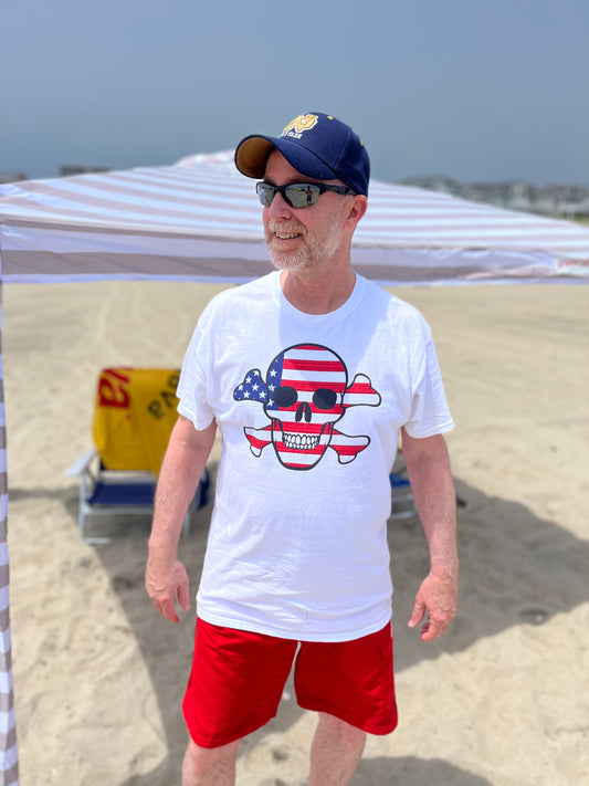 Unisex classic tee with the Flag of the United States in a Skull and Crossbones design!